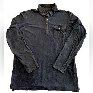 KUHL Wildfibre Long Sleeve Polo Shirt Medium Mens Blue Hiking Outdoors